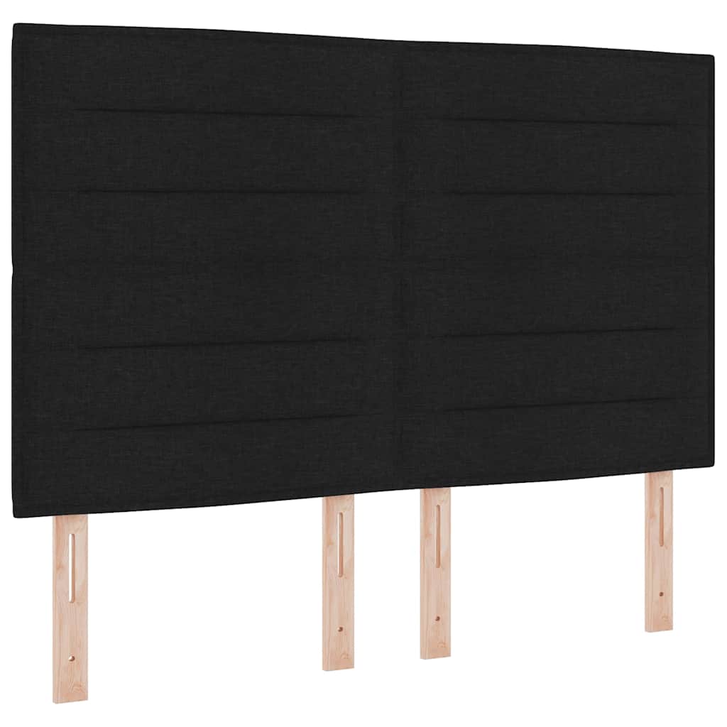 LED Box Spring Krevet s madracem Crna 140 x 190 cm tkanina