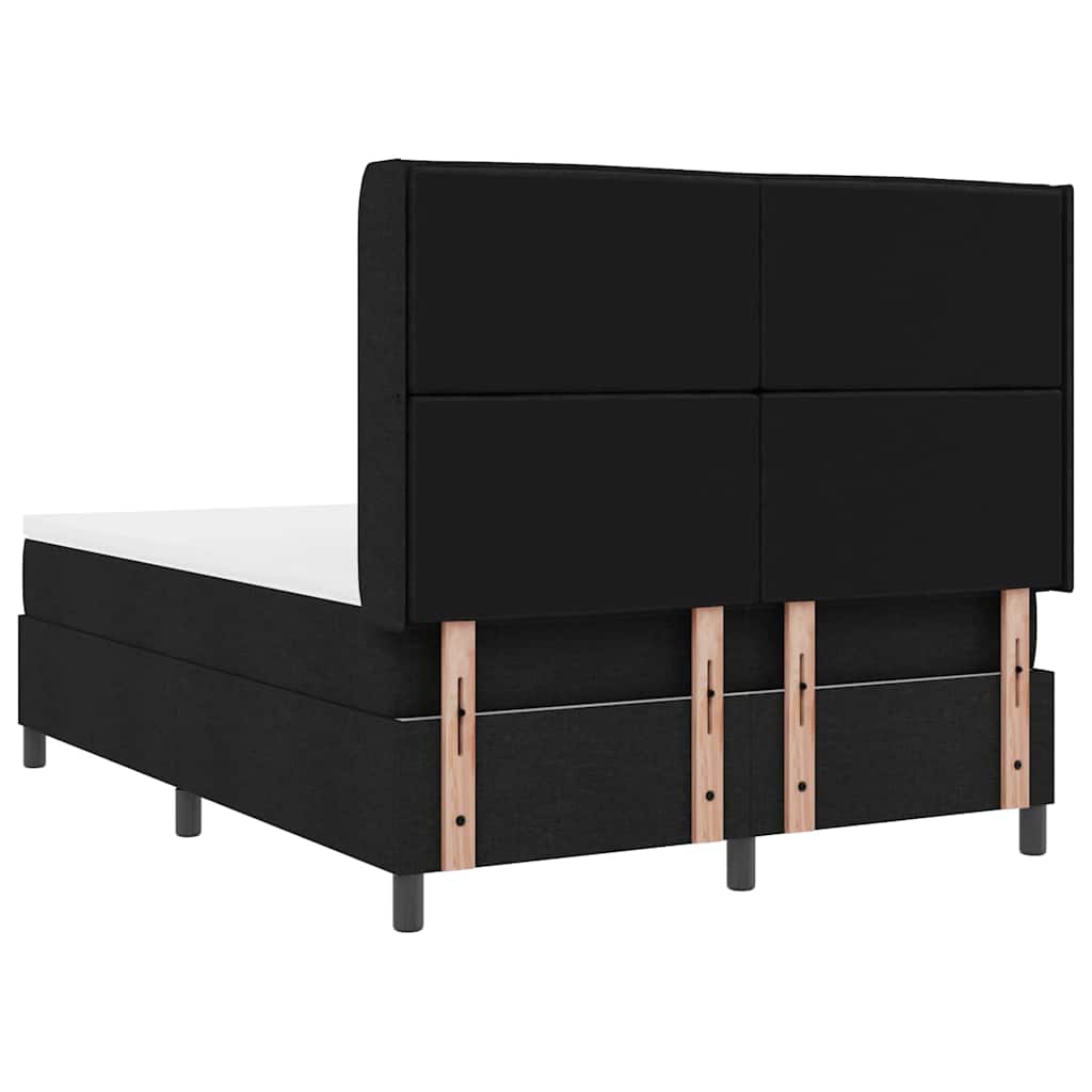 LED Box Spring Krevet s madracem Crna 140 x 190 cm tkanina