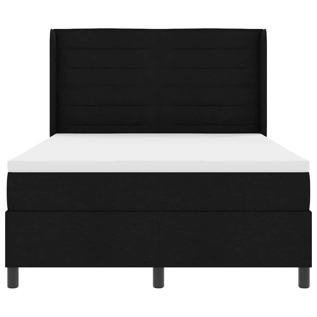 LED Box Spring Krevet s madracem Crna 140 x 190 cm tkanina
