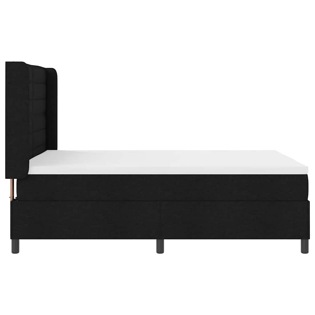 LED Box Spring Krevet s madracem Crna 140 x 190 cm tkanina
