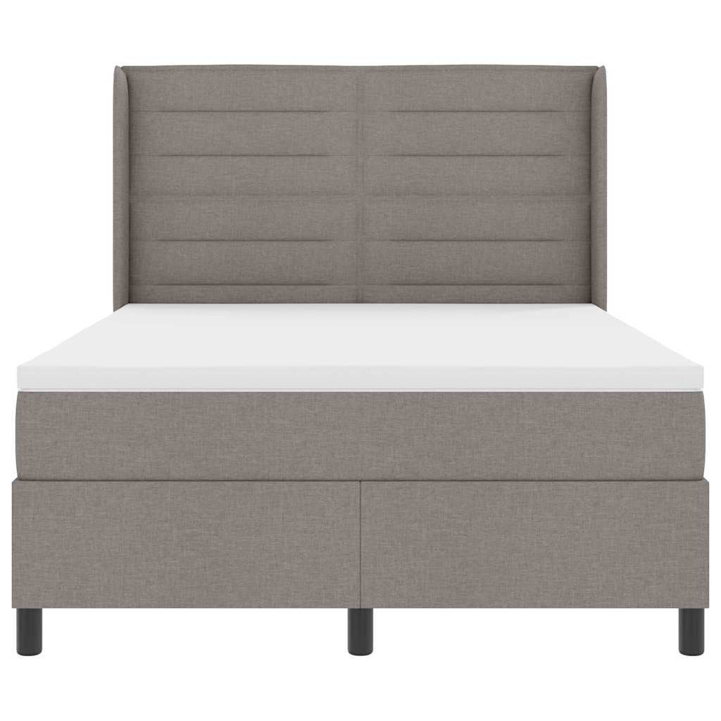 LED Box Spring Krevet Sivo-smeđa 140 x 190 cm tkanina