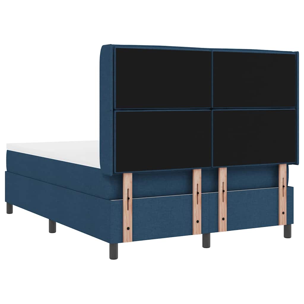 LED Box Spring Krevet s madracem Plava 140 x 200 cm tkanina