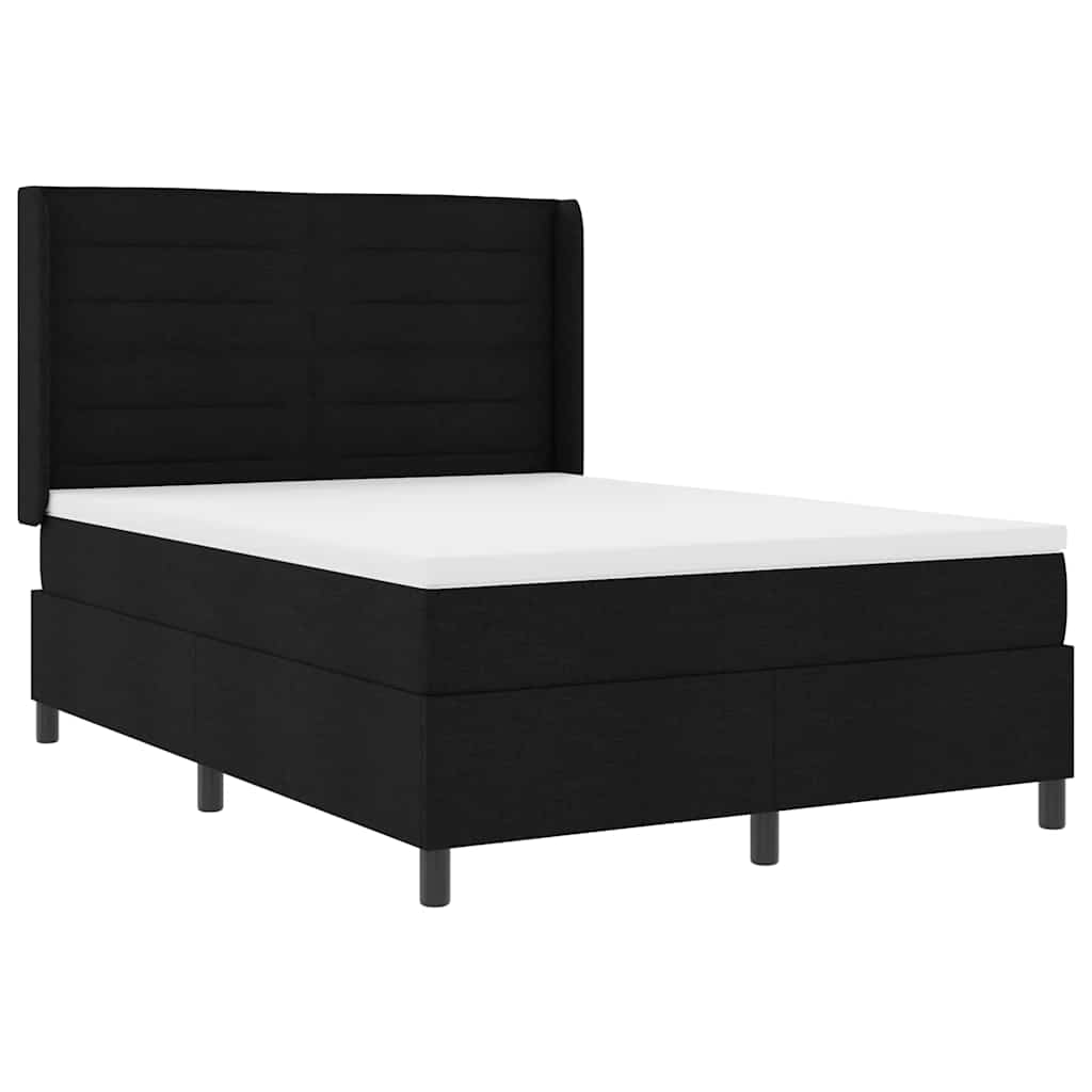 LED Box Spring Krevet s madracem Crna 160 x 200 cm tkanina