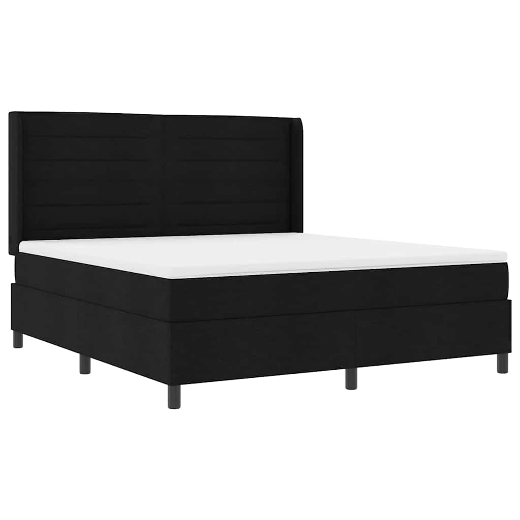 LED Box Spring Krevet s madracem Crna 180 x 200 cm tkanina