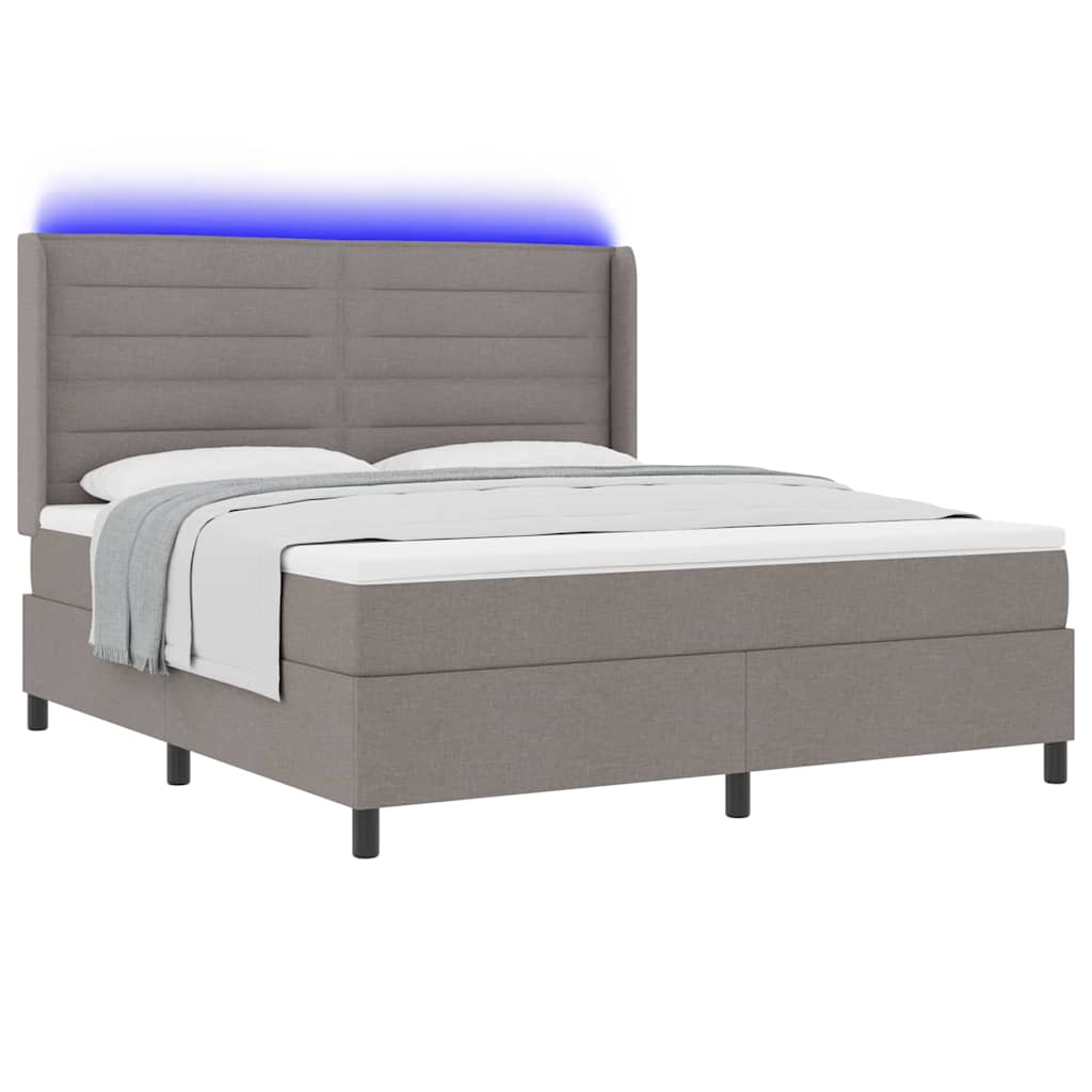 LED Box Spring Krevet Sivo-smeđa 180 x 200 cm tkanina