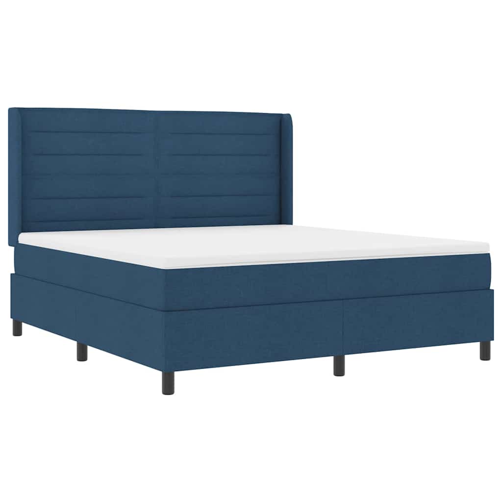 LED Box Spring Krevet s madracem Plava 180 x 200 cm tkanina