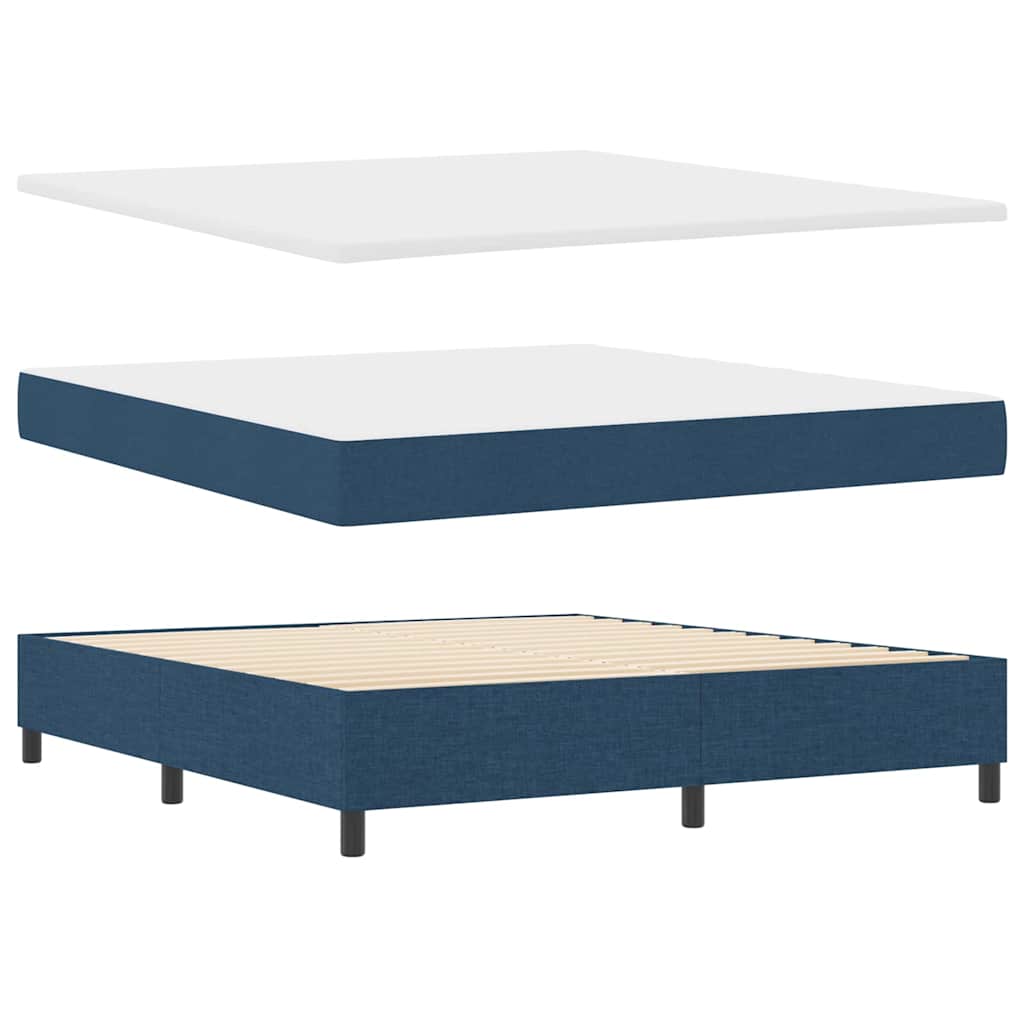 LED Box Spring Krevet s madracem Plava 180 x 200 cm tkanina