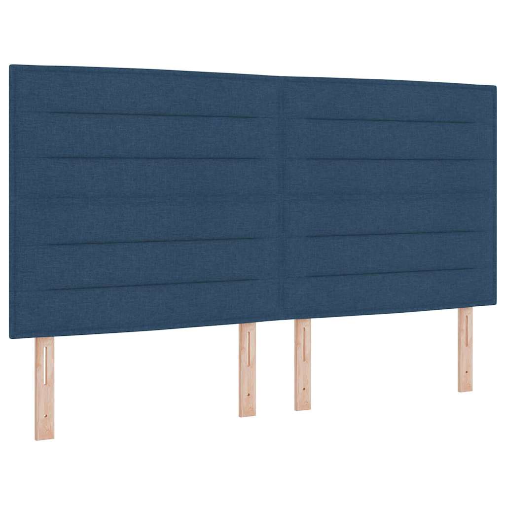 LED Box Spring Krevet s madracem Plava 180 x 200 cm tkanina