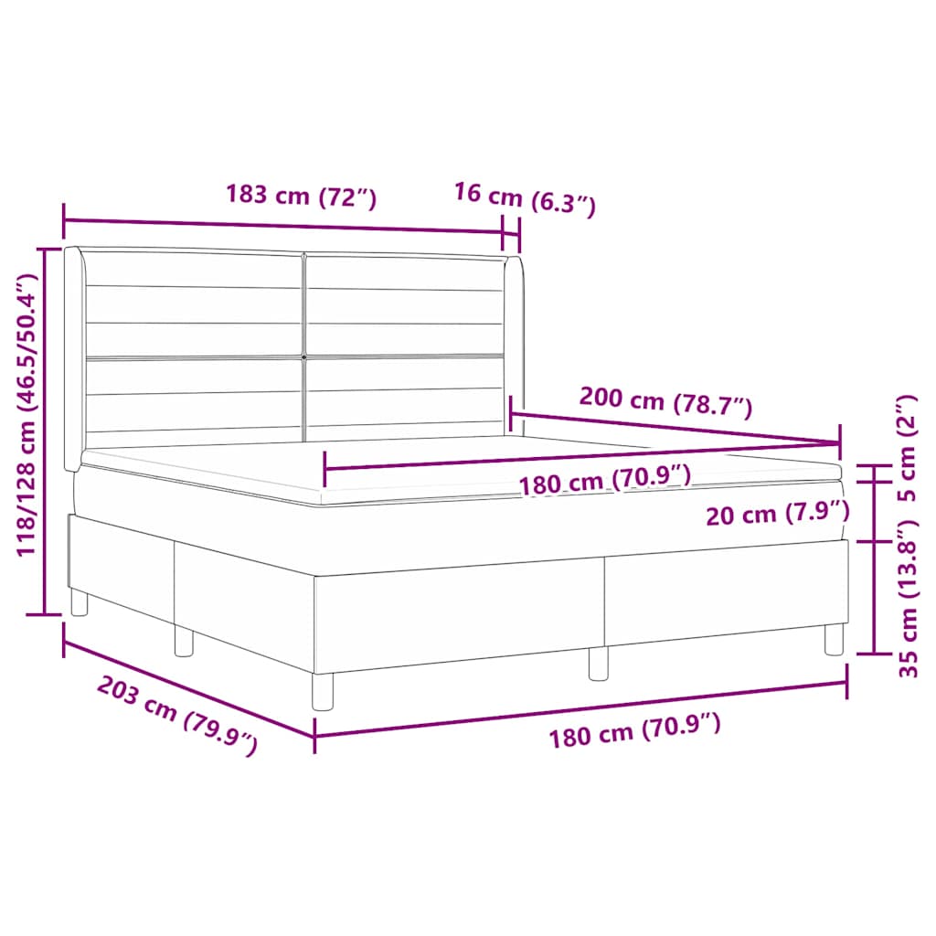 LED Box Spring Krevet s madracem Plava 180 x 200 cm tkanina