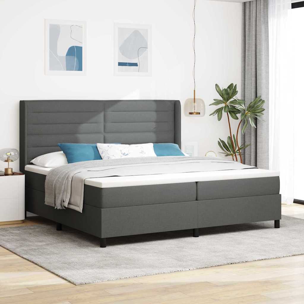 LED Box Spring Krevet Tamno siva 200 x 200 cm tkanina