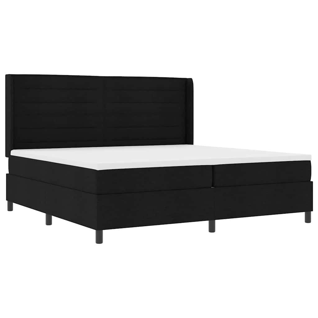 LED Box Spring Krevet s madracem Crna 200 x 200 cm tkanina