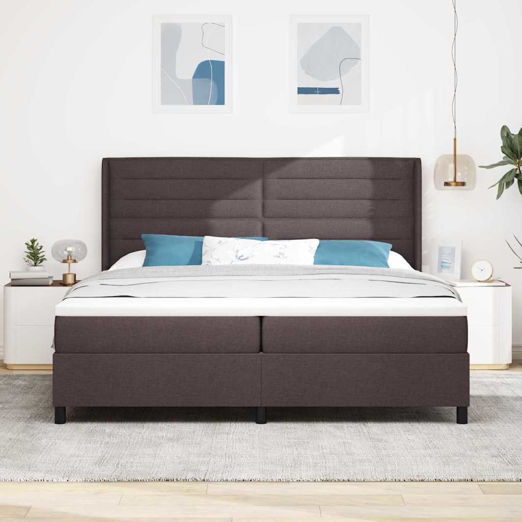 LED Box Spring Krevet Tamno smeđa 200 x 200 cm tkanina