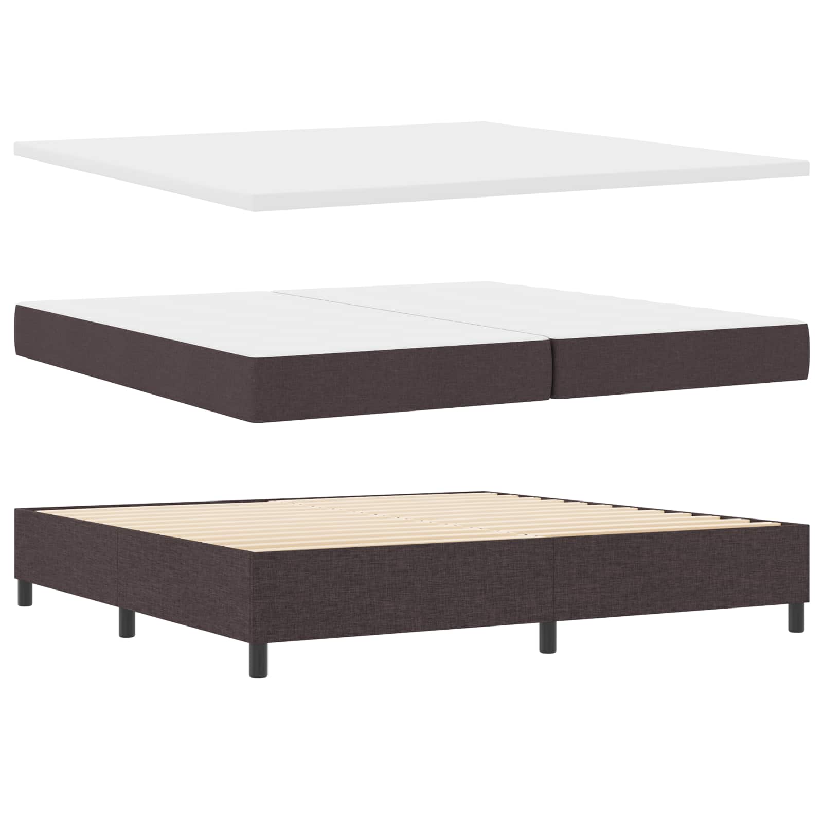 LED Box Spring Krevet Tamno smeđa 200 x 200 cm tkanina