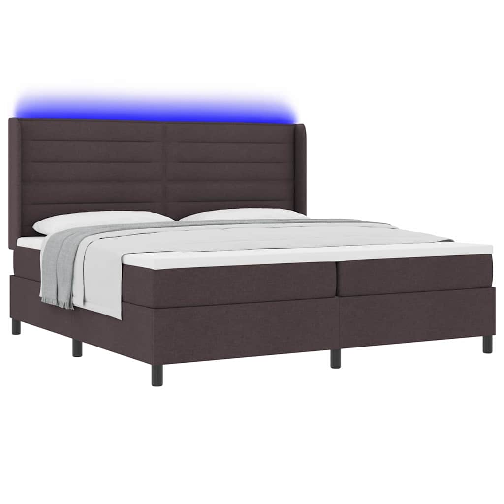 LED Box Spring Krevet Tamno smeđa 200 x 200 cm tkanina