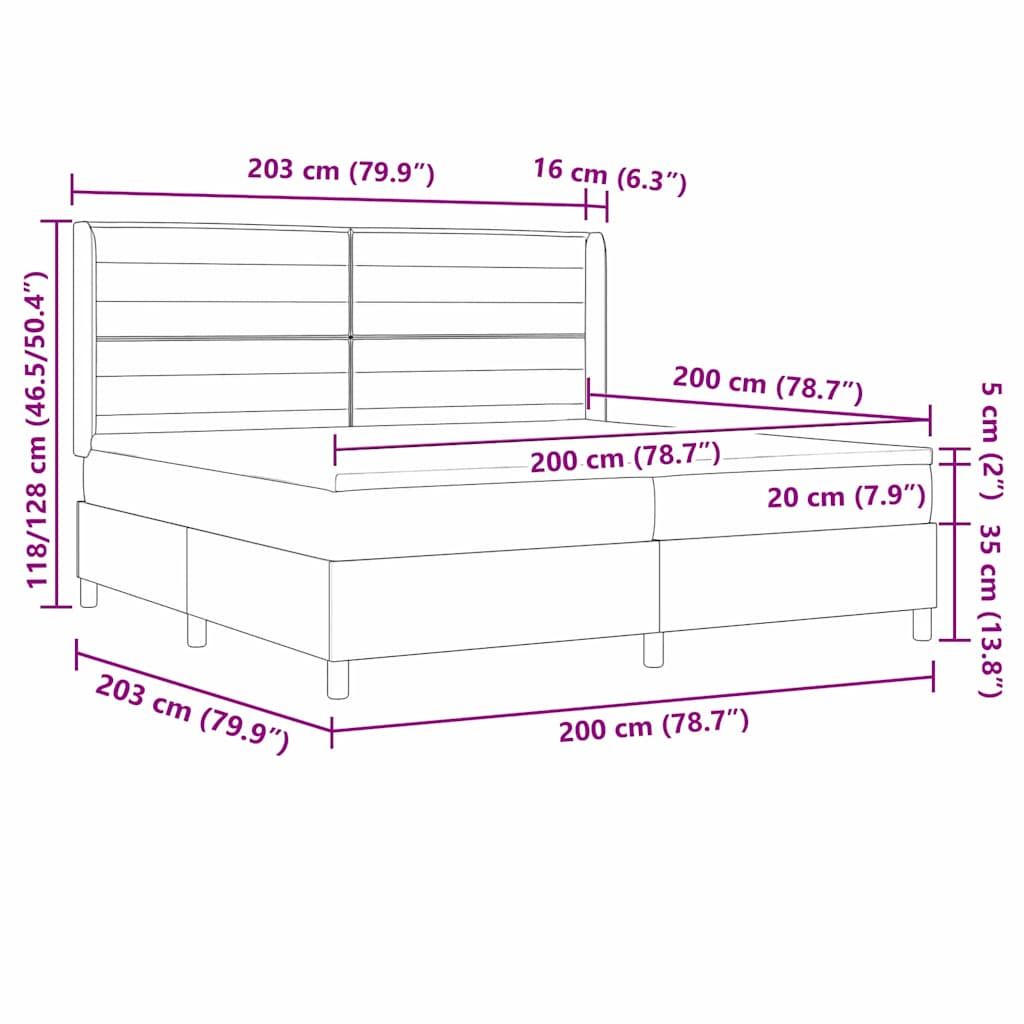 LED Box Spring Krevet s madracem Plava 200 x 200 cm tkanina