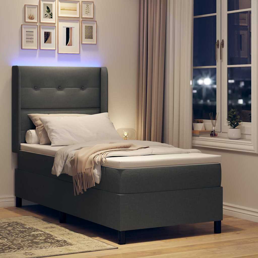 LED Box Spring Krevet Tamno siva 80 x 200 cm tkanina