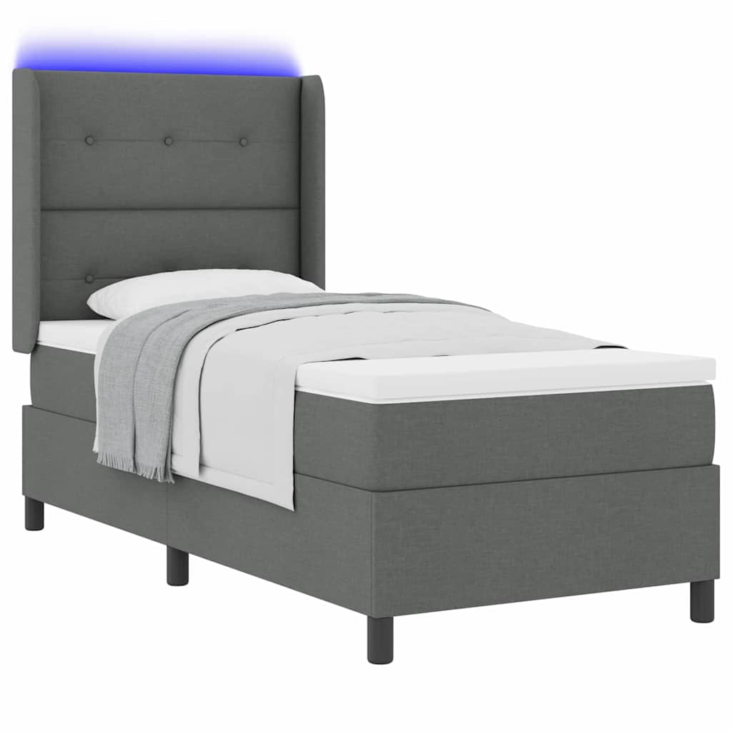LED Box Spring Krevet Tamno siva 80 x 200 cm tkanina