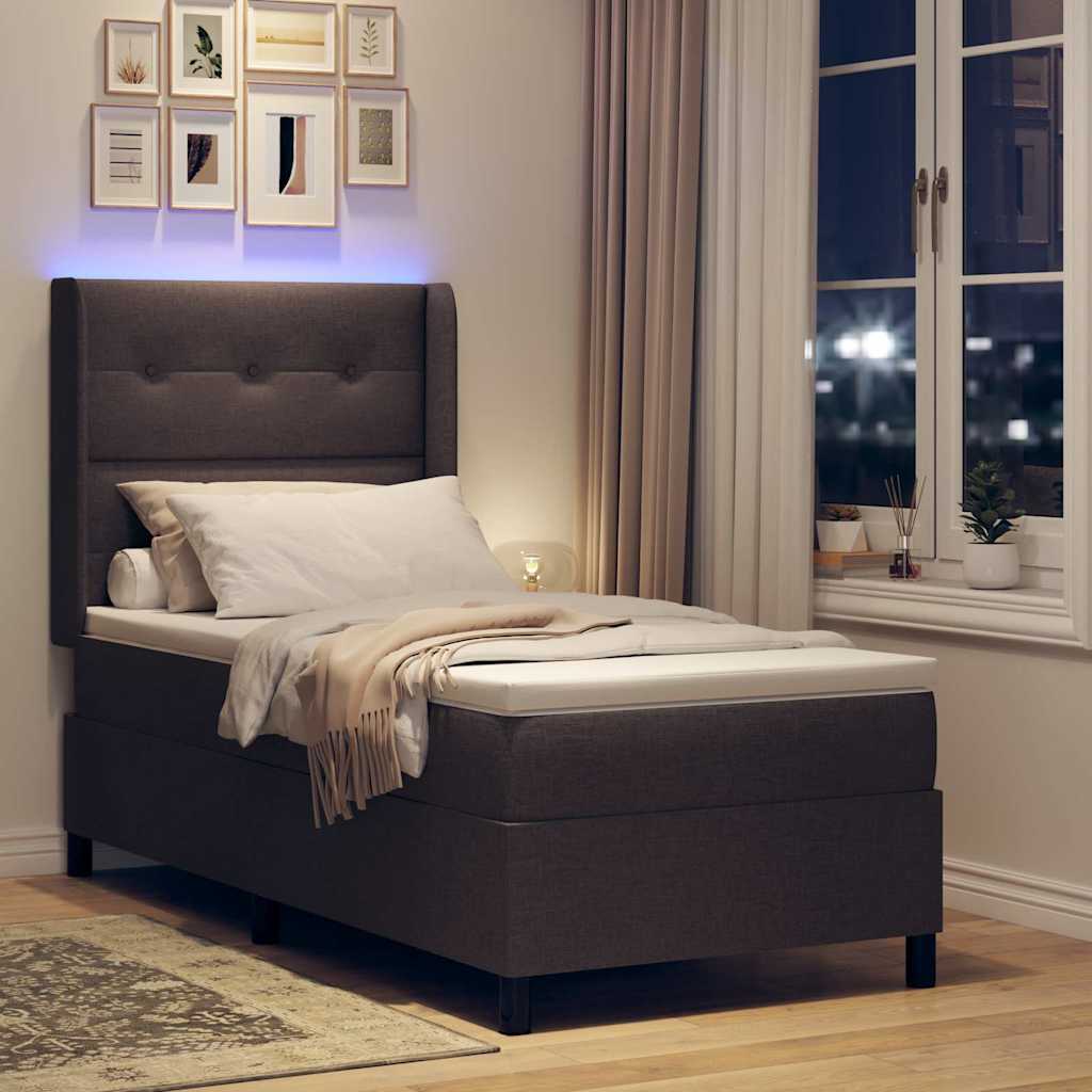 LED Box Spring Krevet Tamno smeđa 80 x 200 cm tkanina