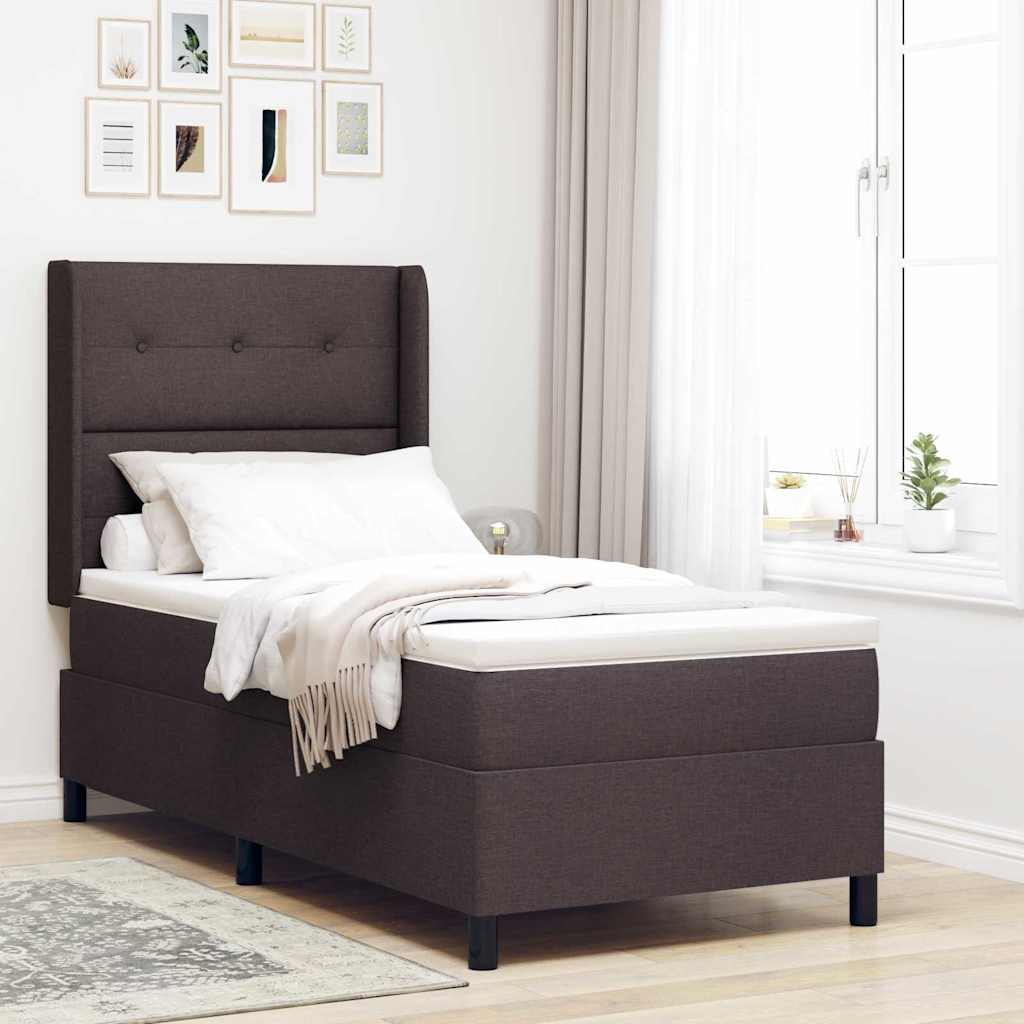 LED Box Spring Krevet Tamno smeđa 80 x 200 cm tkanina