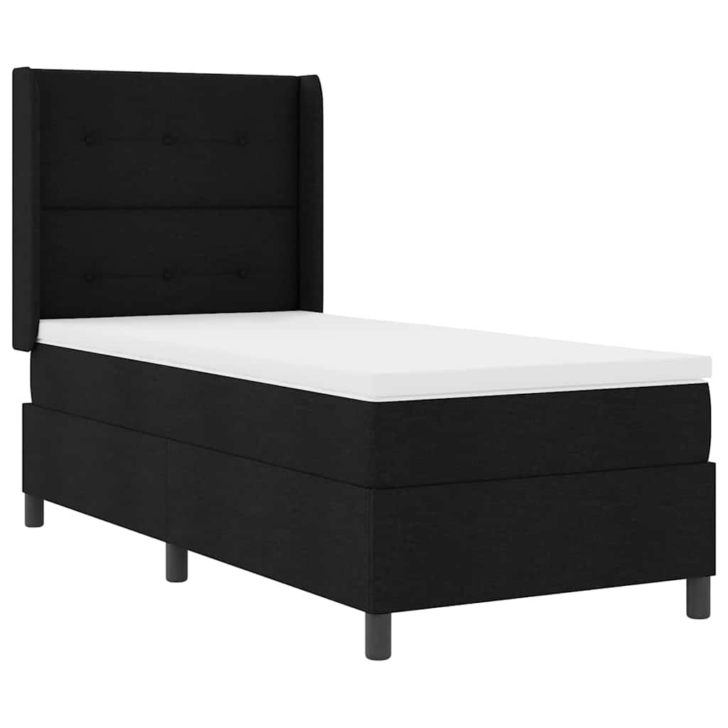 LED Box Spring Krevet s uzglavljem Crna 90 x 190 cm tkanina