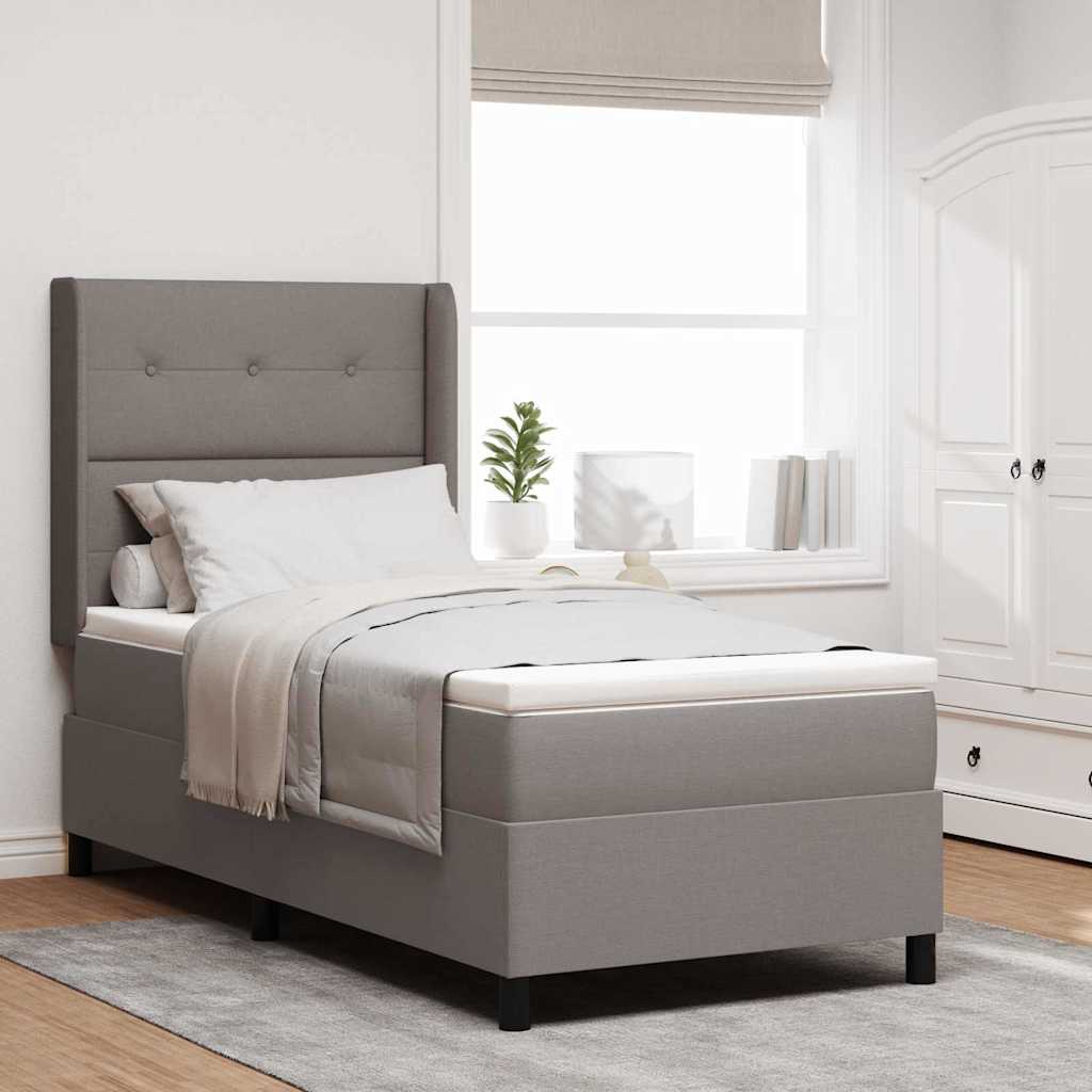 LED Box Spring Krevet s madracem Sivo-smeđa 90 x 190 cm tkanina