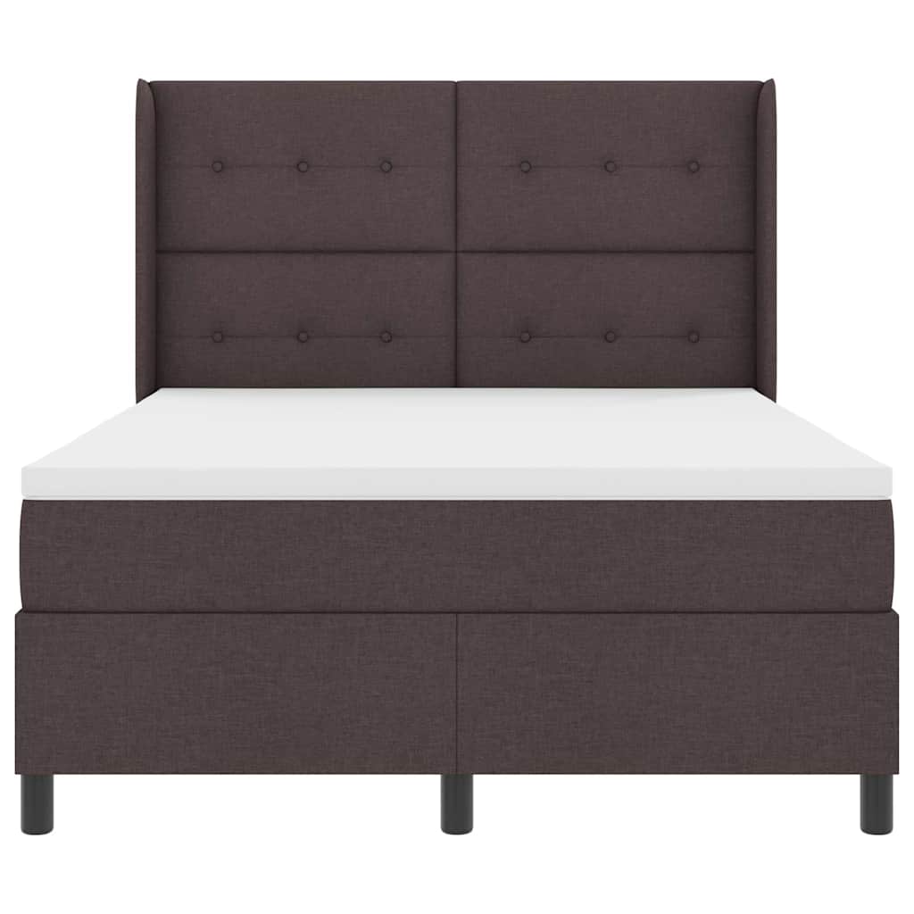 LED Box Spring Krevet Tamno smeđa 140 x 190 cm tkanina
