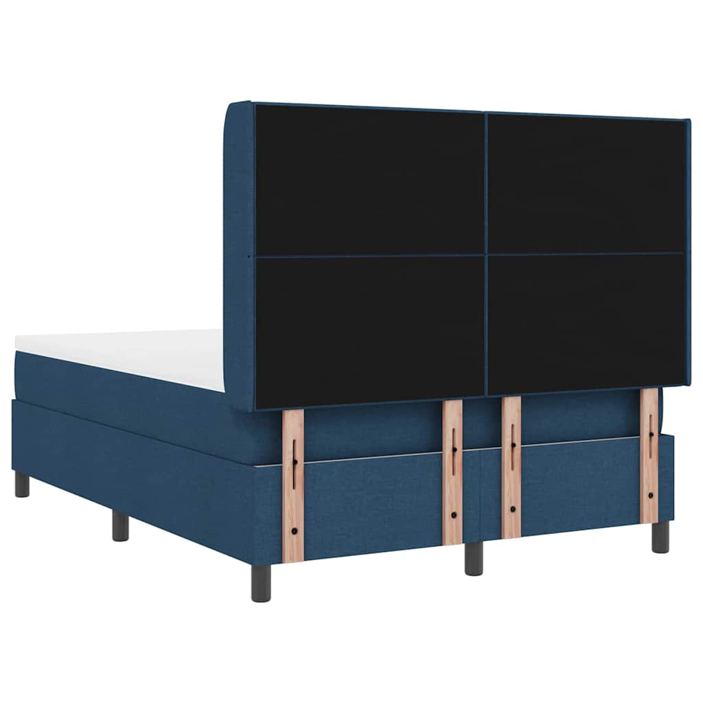 LED Box Spring Krevet s madracem Plava 140 x 190 cm tkanina