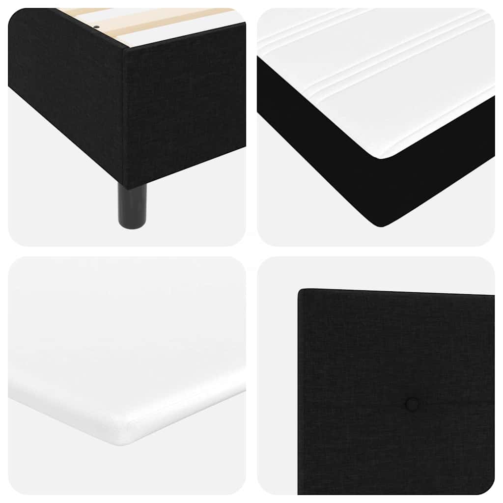LED Box Spring Krevet s madracem Crna 140 x 200 cm tkanina