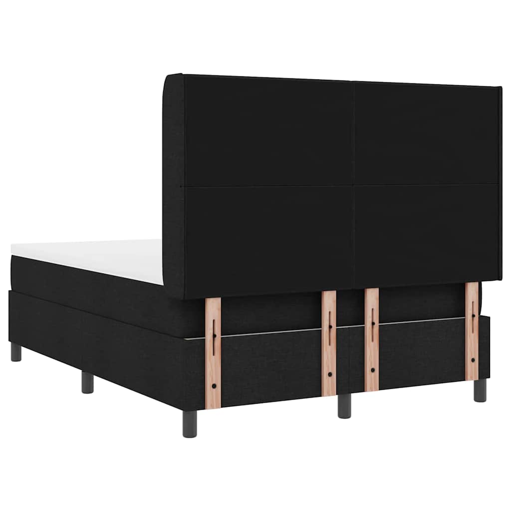LED Box Spring Krevet s madracem Crna 140 x 200 cm tkanina