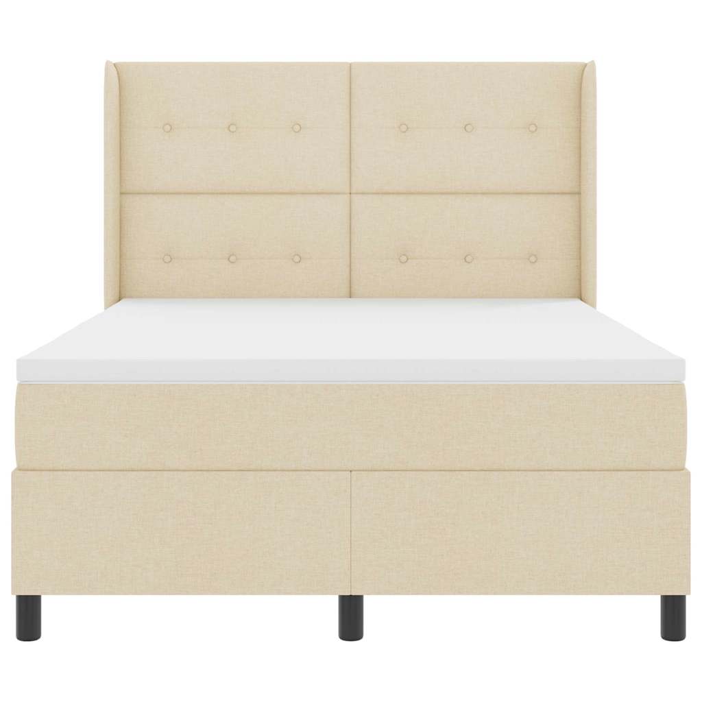 LED Box Spring Krevet s uzglavljem Krema 140 x 200 cm tkanina