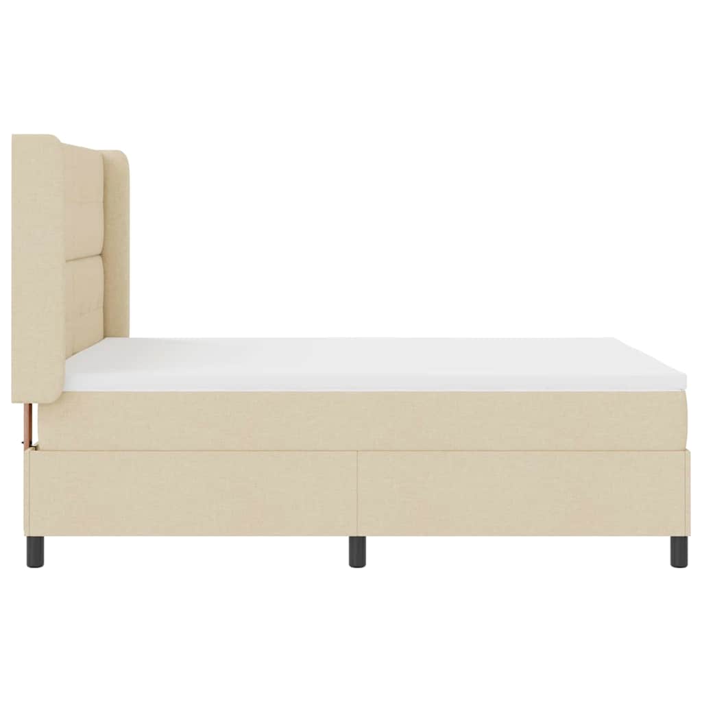 LED Box Spring Krevet s uzglavljem Krema 140 x 200 cm tkanina