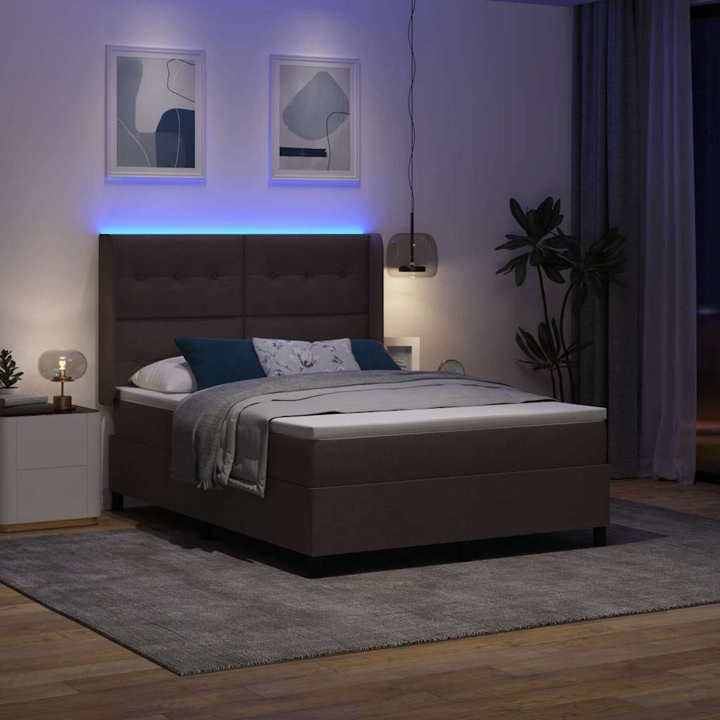 LED Box Spring Krevet Tamno smeđa 160 x 200 cm tkanina