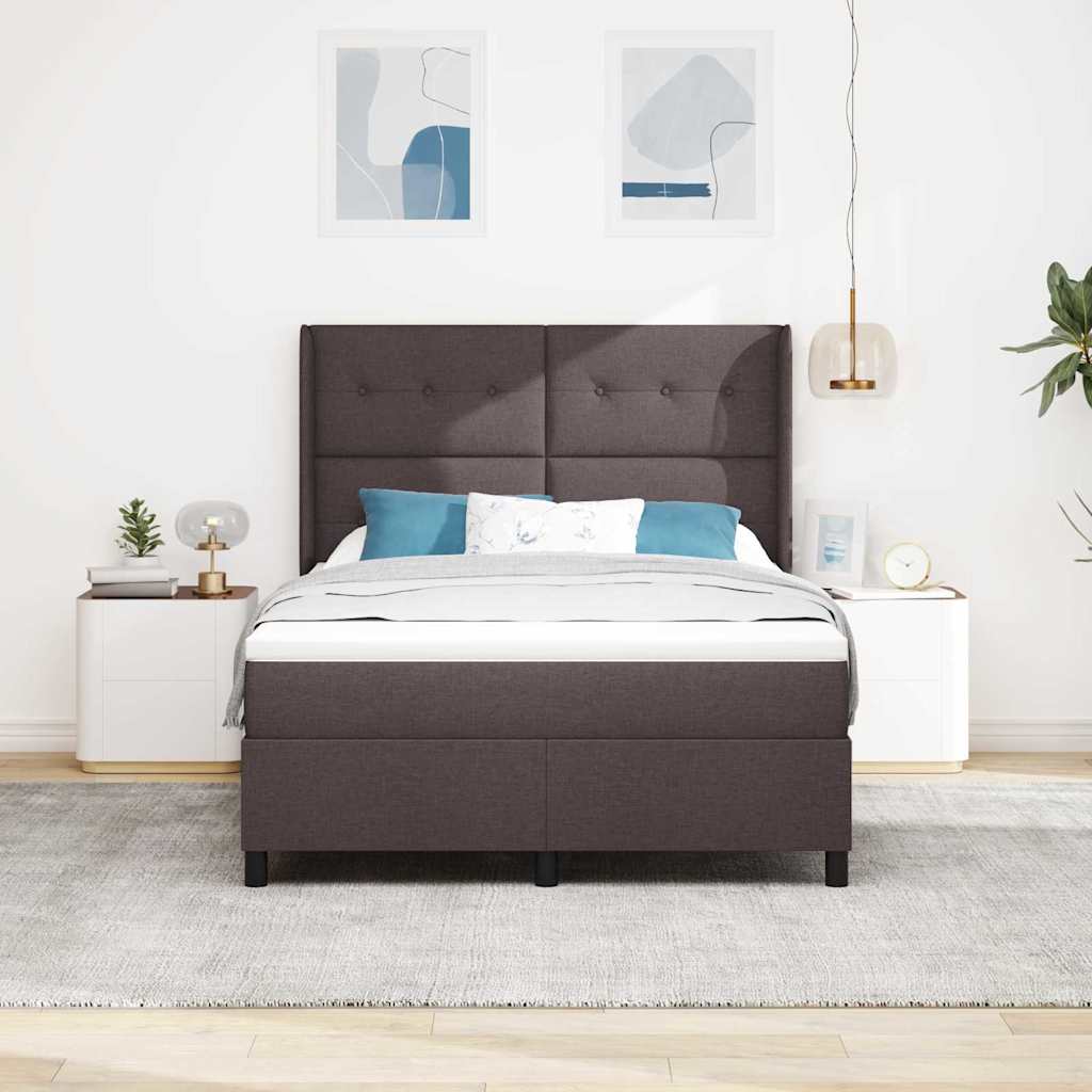 LED Box Spring Krevet Tamno smeđa 160 x 200 cm tkanina