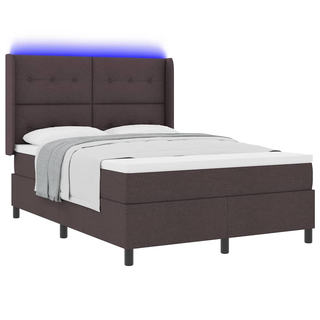 LED Box Spring Krevet Tamno smeđa 160 x 200 cm tkanina