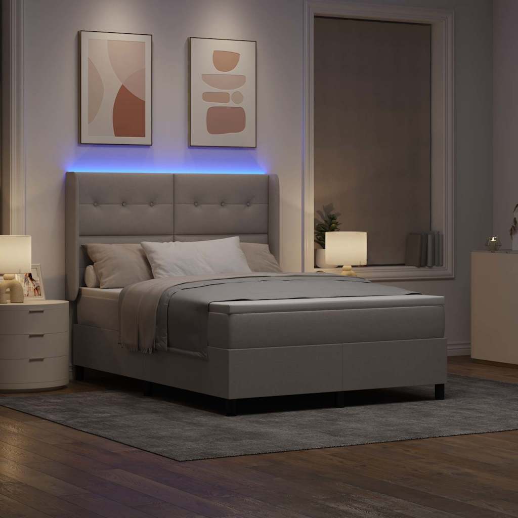 LED Box Spring Krevet Sivo-smeđa 160 x 200 cm tkanina