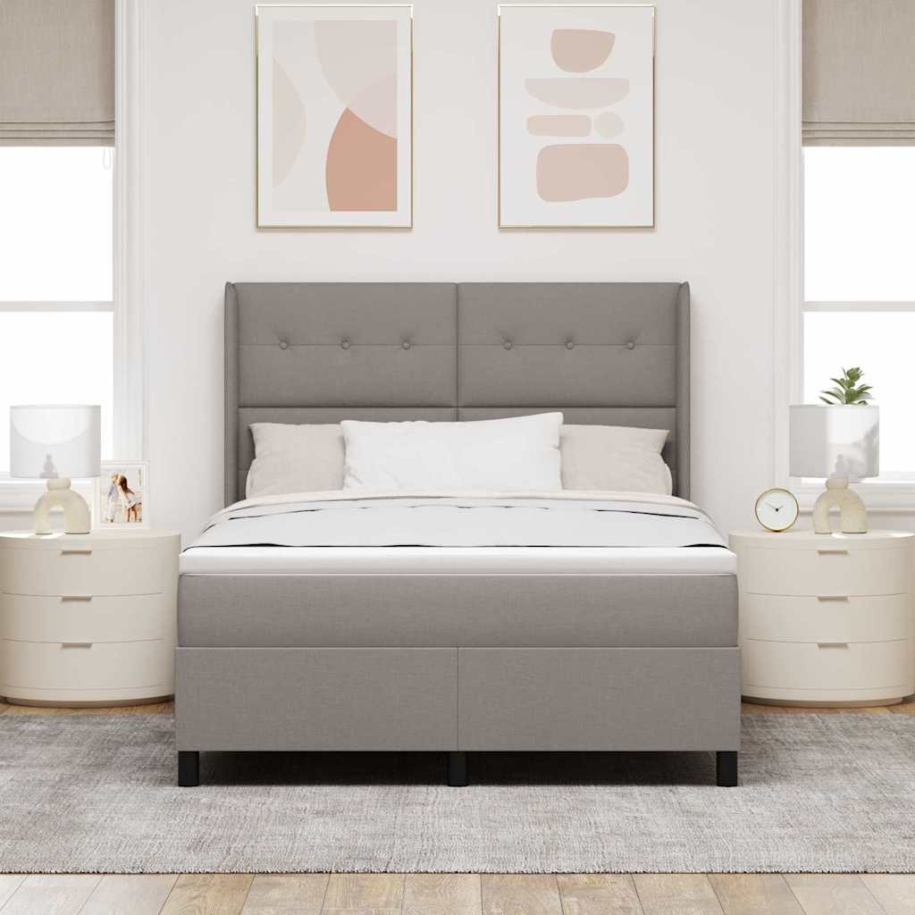 LED Box Spring Krevet Sivo-smeđa 160 x 200 cm tkanina