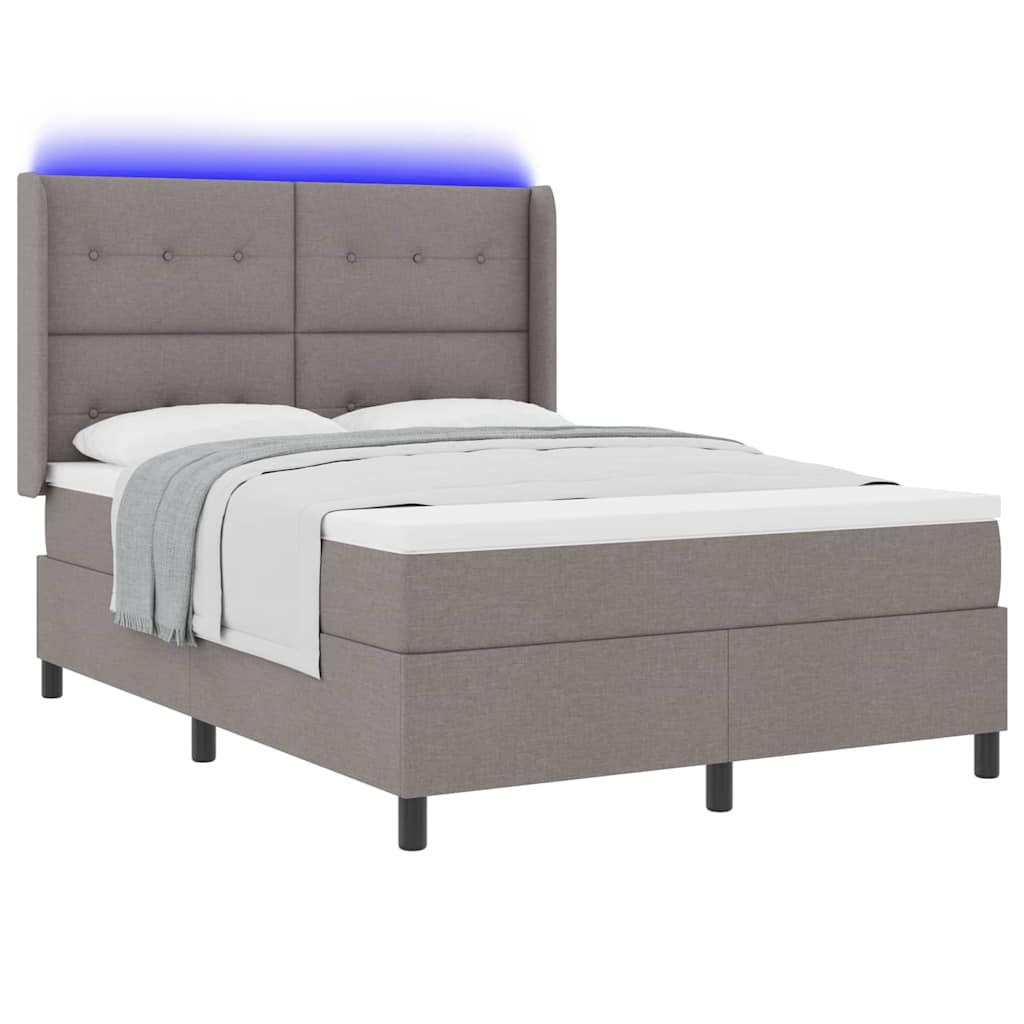 LED Box Spring Krevet Sivo-smeđa 160 x 200 cm tkanina