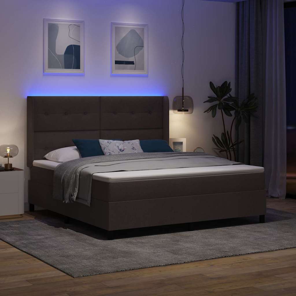 LED Box Spring Krevet Tamno smeđa 180 x 200 cm tkanina