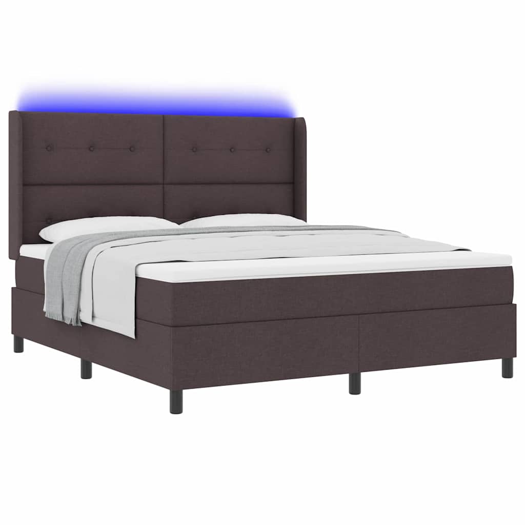 LED Box Spring Krevet Tamno smeđa 180 x 200 cm tkanina