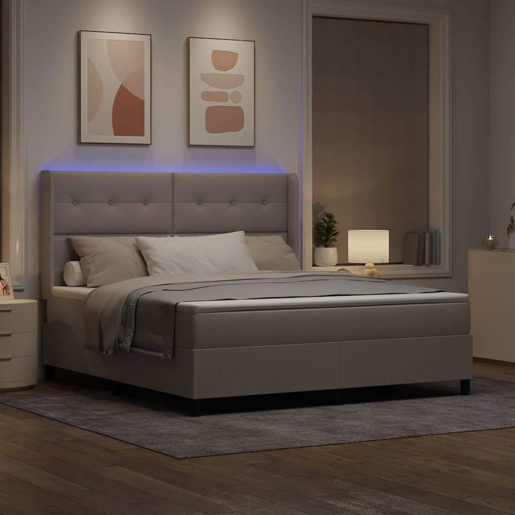 LED Box Spring Krevet Sivo-smeđa 180 x 200 cm tkanina