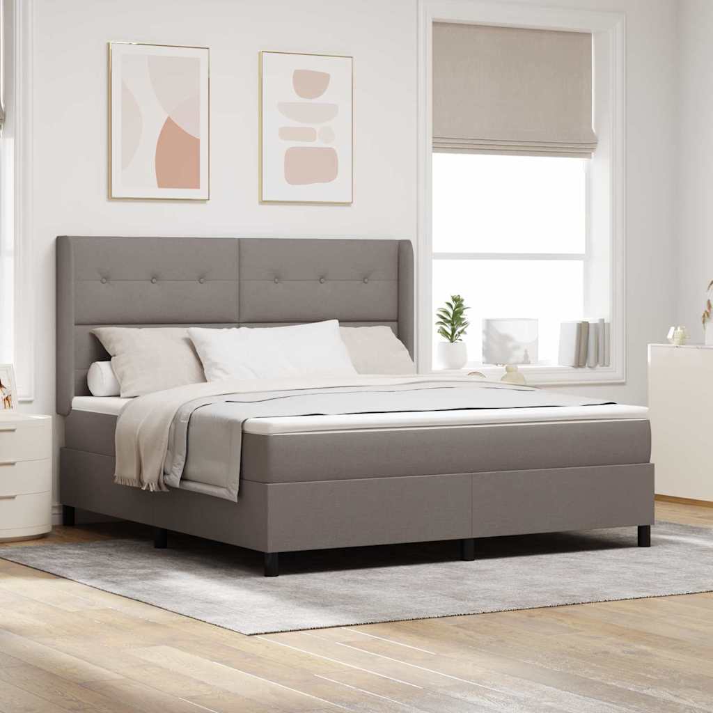 LED Box Spring Krevet Sivo-smeđa 180 x 200 cm tkanina