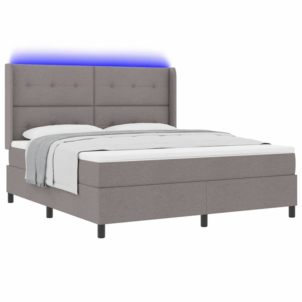 LED Box Spring Krevet Sivo-smeđa 180 x 200 cm tkanina