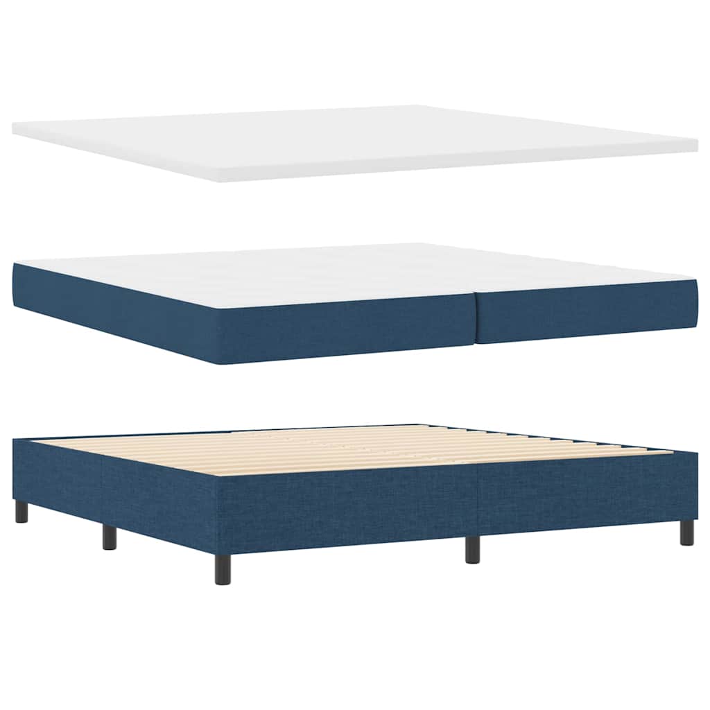 LED Box Spring Krevet s madracem Plava 200 x 200 cm tkanina