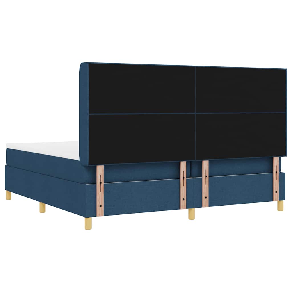 LED Box Spring Krevet s madracem Plava 200 x 200 cm tkanina