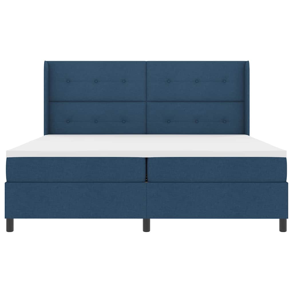 LED Box Spring Krevet s madracem Plava 200 x 200 cm tkanina