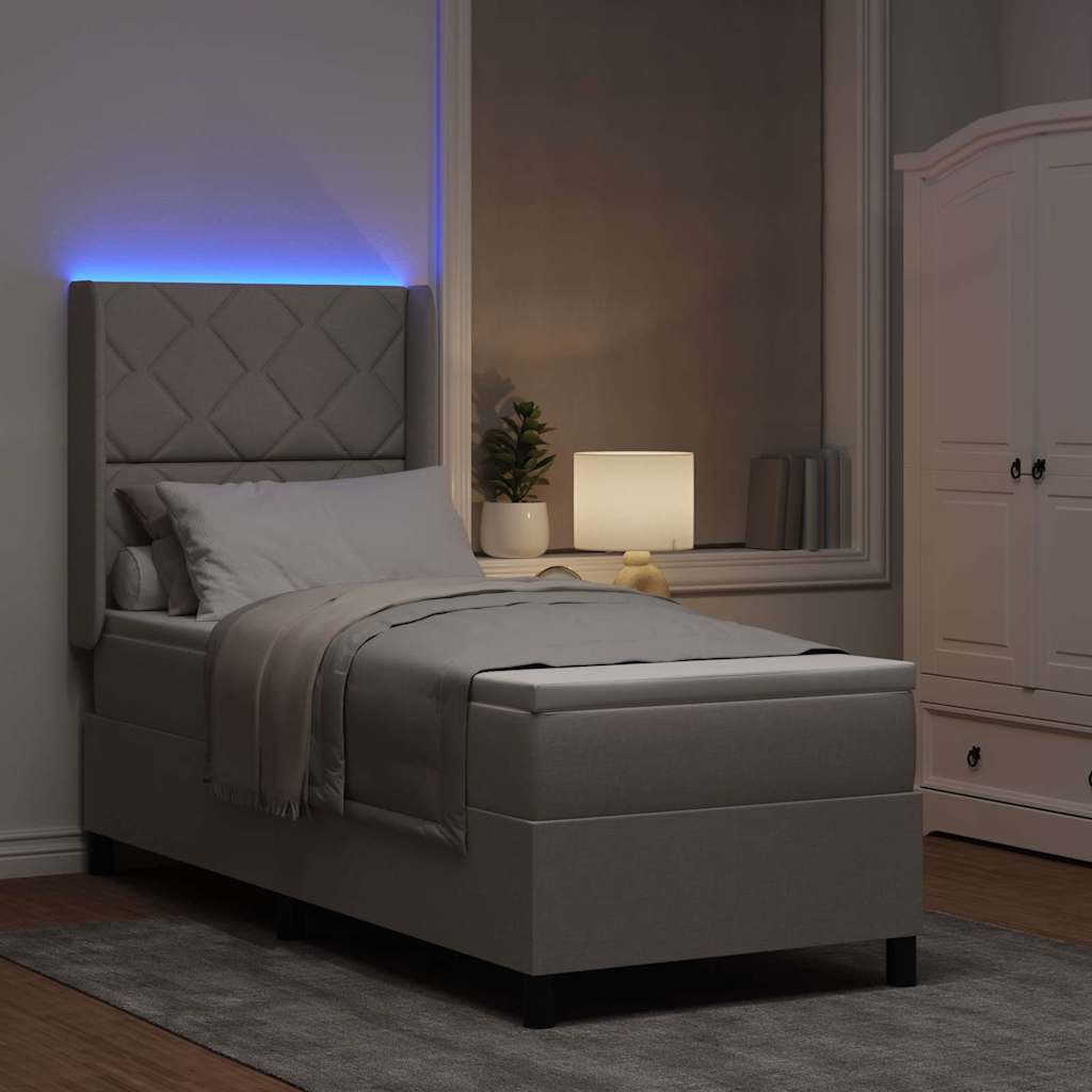 LED Box Spring Krevet Sivo-smeđa 80 x 200 cm tkanina