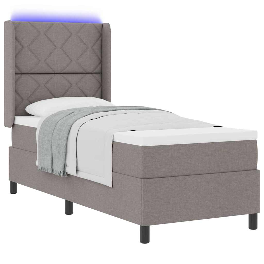 LED Box Spring Krevet Sivo-smeđa 80 x 200 cm tkanina