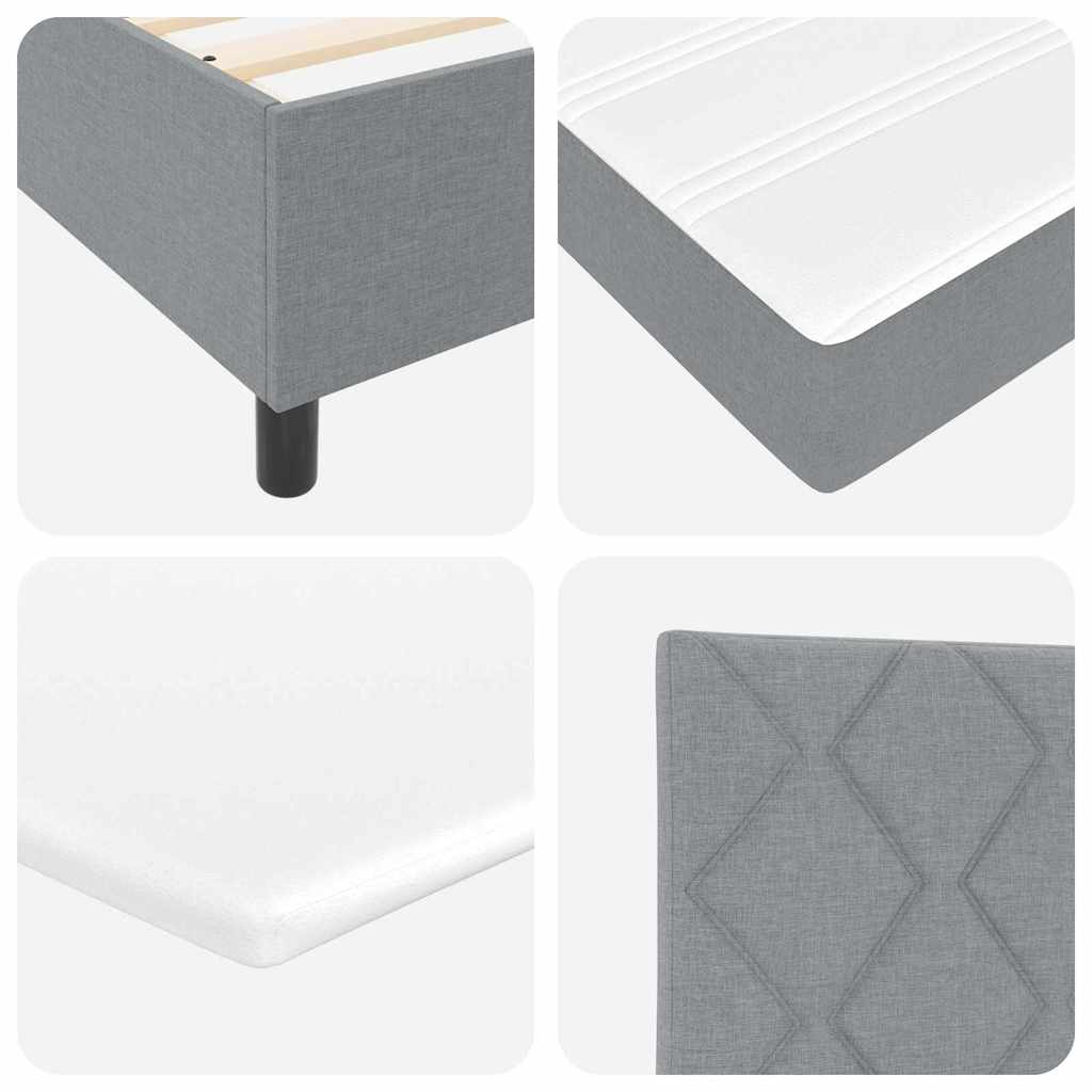 LED Box Spring Krevet Svijetlo siva 90 x 200 cm tkanina