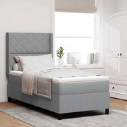 LED Box Spring Krevet Svijetlo siva 90 x 200 cm tkanina