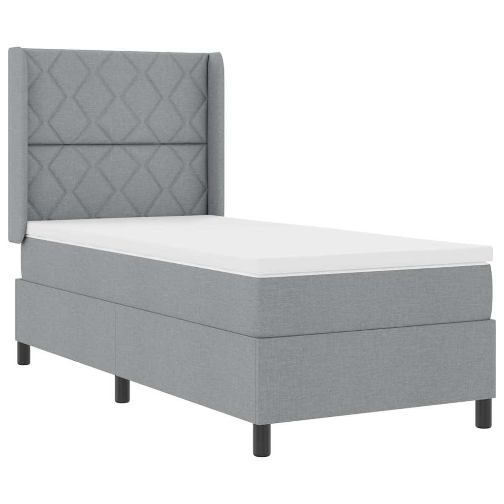 LED Box Spring Krevet Svijetlo siva 90 x 200 cm tkanina